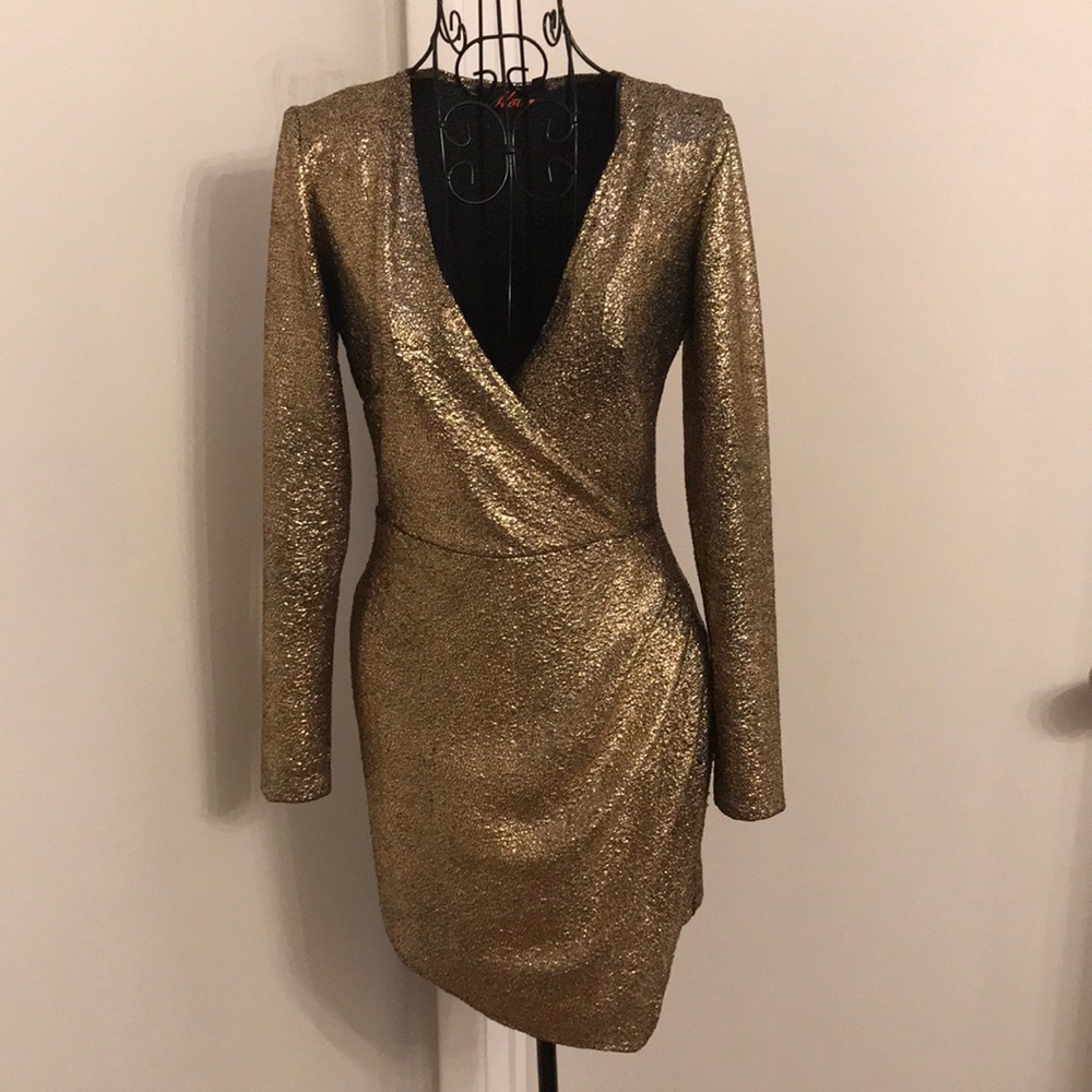 SOLD Gold Long Sleeve Dress - Picture 1 of 6